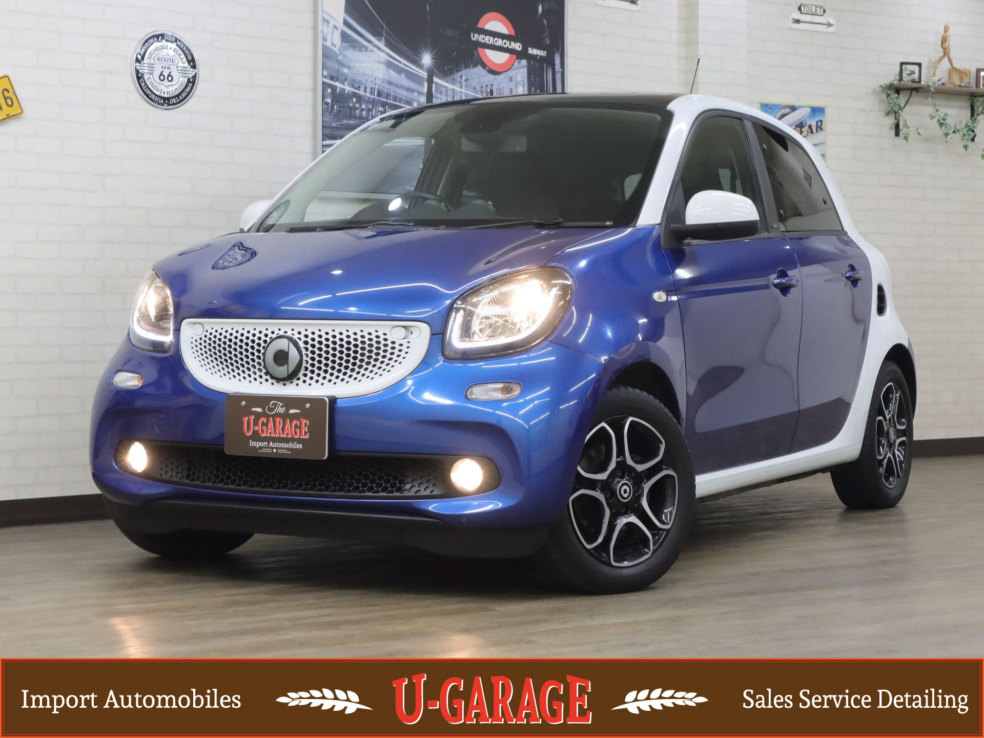 Smart Forfour Prime, Panorama glass roof, Black leather, Seat heater, Auto A/C, Rear PTS, 16,500miles, Blue/Wht, 2017y